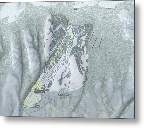 Pebble Creek Ski Trail Map - Metal Print - Powderaddicts