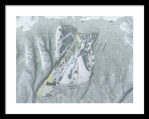 Pebble Creek Ski Trail Map - Framed Print - Powderaddicts