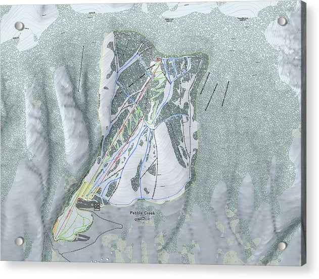 Pebble Creek Ski Trail Map - Acrylic Print - Powderaddicts