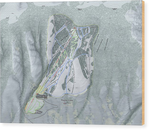 Pebble Creek Ski Trail Map - Wood Print - Powderaddicts