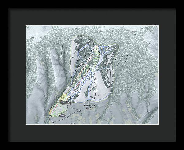 Pebble Creek Ski Trail Map - Framed Print - Powderaddicts