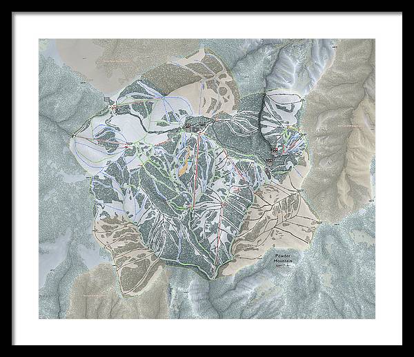 Powder Mountain Ski Trail Map - Framed Print - Powderaddicts