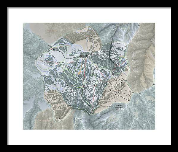 Powder Mountain Ski Trail Map - Framed Print - Powderaddicts