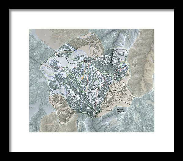Powder Mountain Ski Trail Map - Framed Print - Powderaddicts