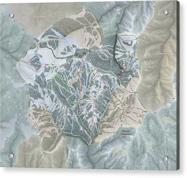 Powder Mountain Ski Trail Map - Acrylic Print - Powderaddicts