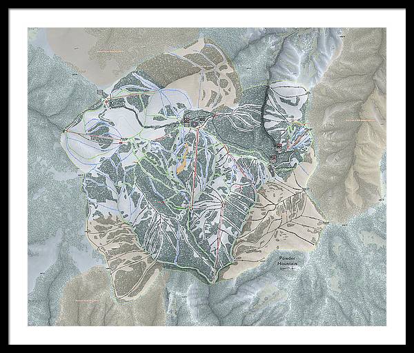 Powder Mountain Ski Trail Map - Framed Print - Powderaddicts