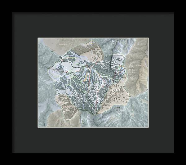 Powder Mountain Ski Trail Map - Framed Print - Powderaddicts