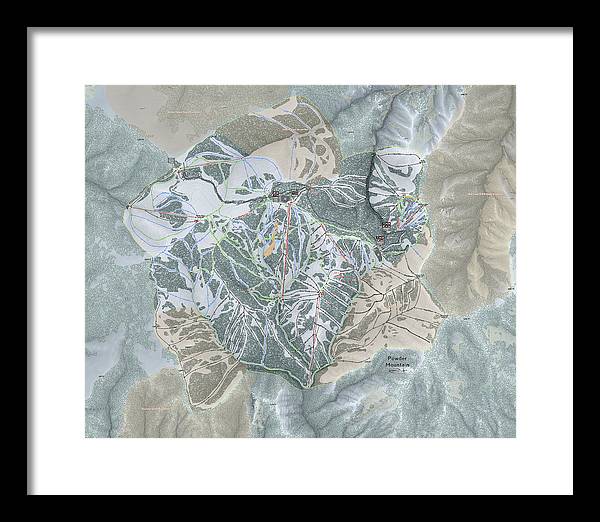 Powder Mountain Ski Trail Map - Framed Print - Powderaddicts