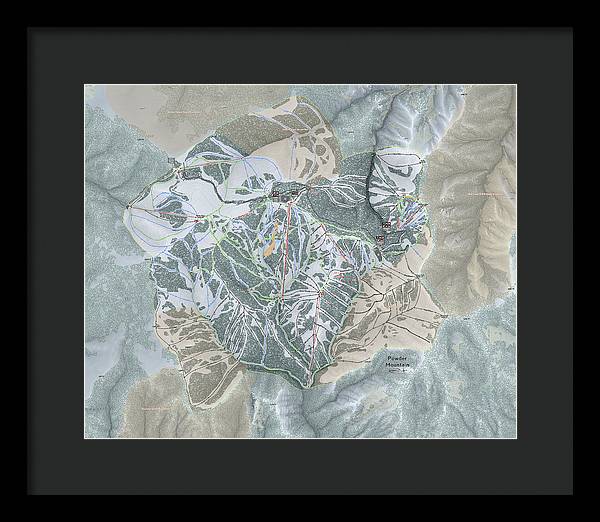 Powder Mountain Ski Trail Map - Framed Print - Powderaddicts