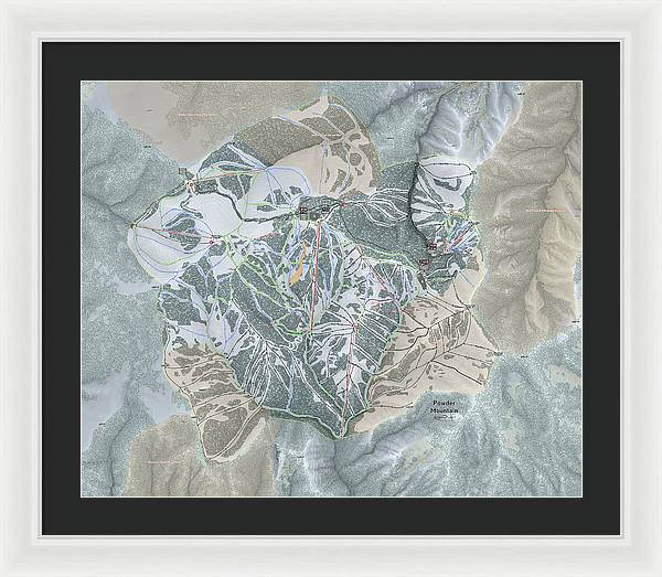 Powder Mountain Ski Trail Map - Framed Print - Powderaddicts