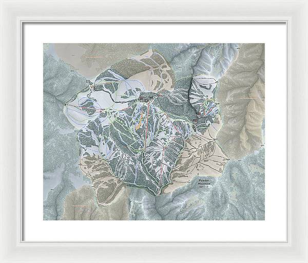 Powder Mountain Ski Trail Map - Framed Print - Powderaddicts