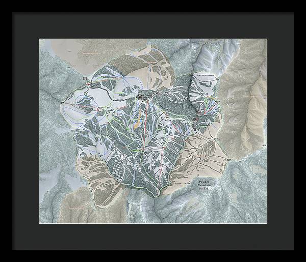 Powder Mountain Ski Trail Map - Framed Print - Powderaddicts