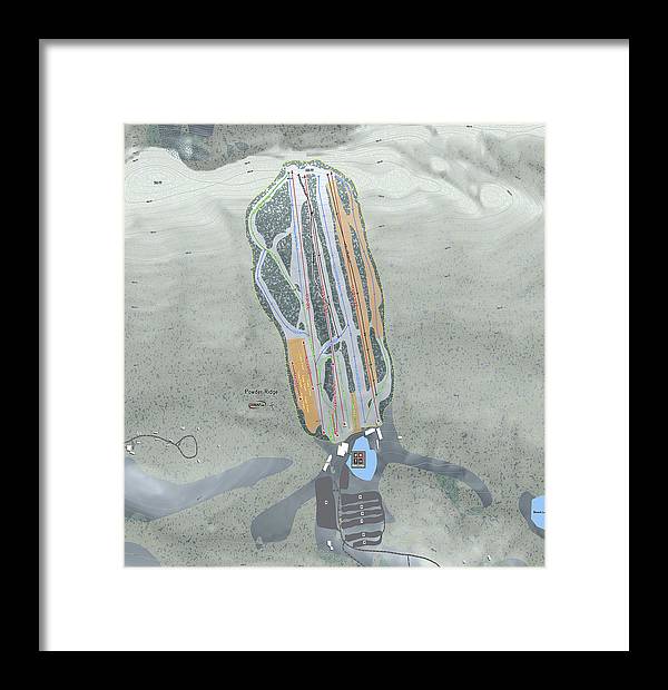 Powder Ridge Ski Trail Map - Framed Print - Powderaddicts