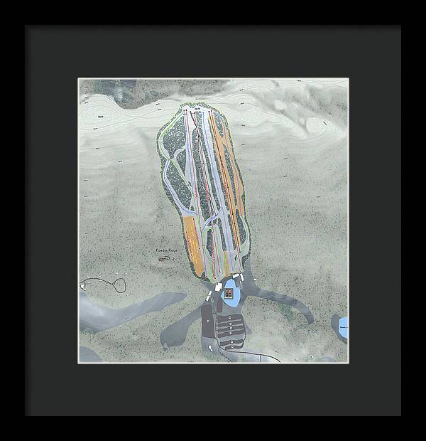 Powder Ridge Ski Trail Map - Framed Print - Powderaddicts