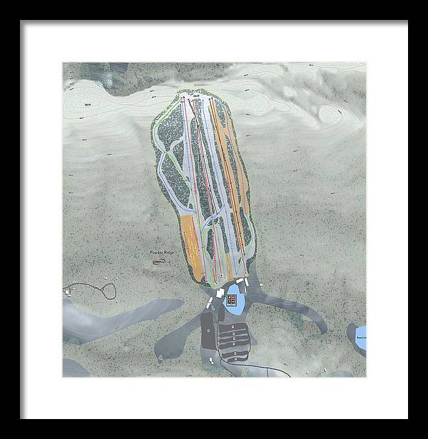 Powder Ridge Ski Trail Map - Framed Print - Powderaddicts