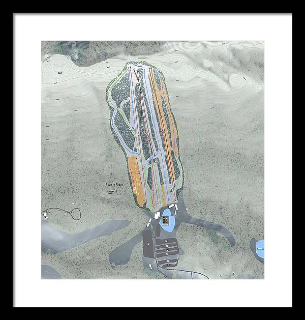 Powder Ridge Ski Trail Map - Framed Print - Powderaddicts