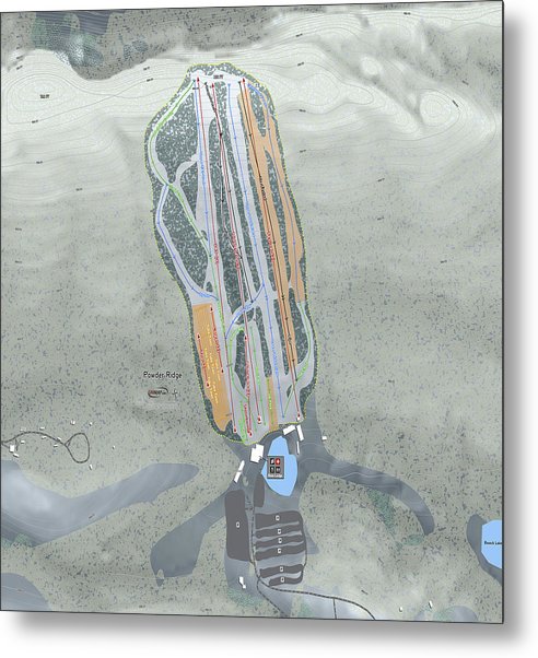 Powder Ridge Ski Trail Map Metal Print Powderaddicts