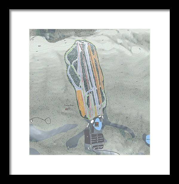 Powder Ridge Ski Trail Map - Framed Print - Powderaddicts