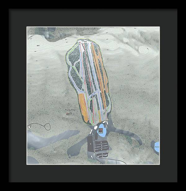 Powder Ridge Ski Trail Map - Framed Print - Powderaddicts