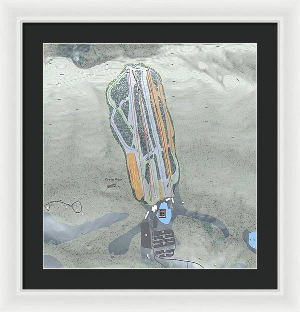 Powder Ridge Ski Trail Map - Framed Print - Powderaddicts