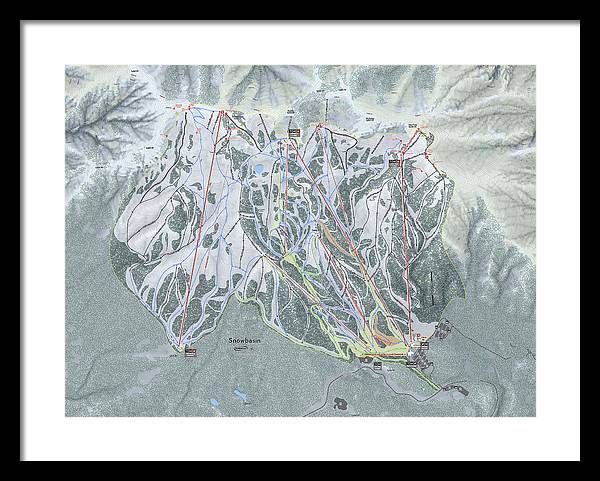 Snowbasin Ski Trail Map - Framed Print - Powderaddicts