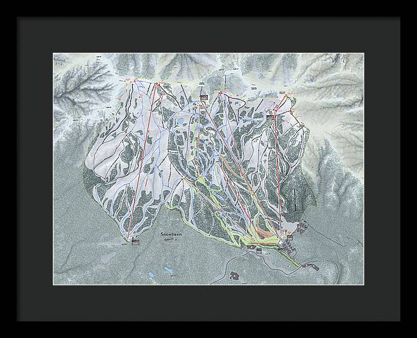 Snowbasin Ski Trail Map - Framed Print - Powderaddicts