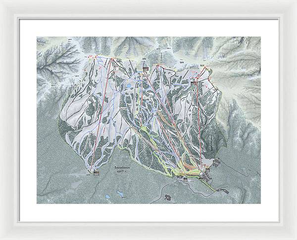 Snowbasin Ski Trail Map - Framed Print - Powderaddicts