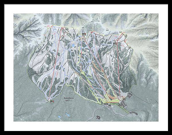 Snowbasin Ski Trail Map - Framed Print - Powderaddicts