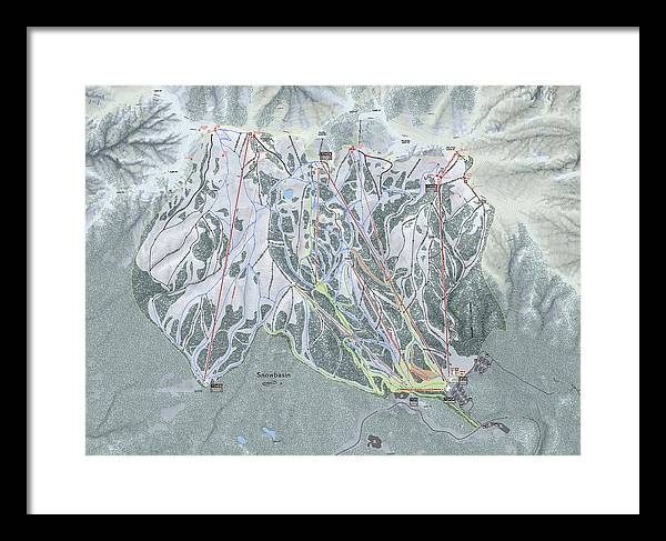 Snowbasin Ski Trail Map - Framed Print - Powderaddicts