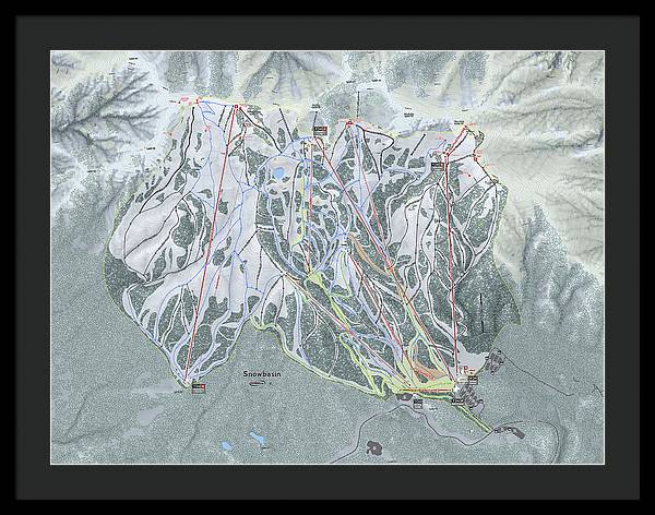 Snowbasin Ski Trail Map - Framed Print - Powderaddicts