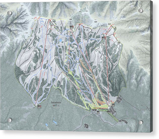 Snowbasin Ski Trail Map - Acrylic Print - Powderaddicts