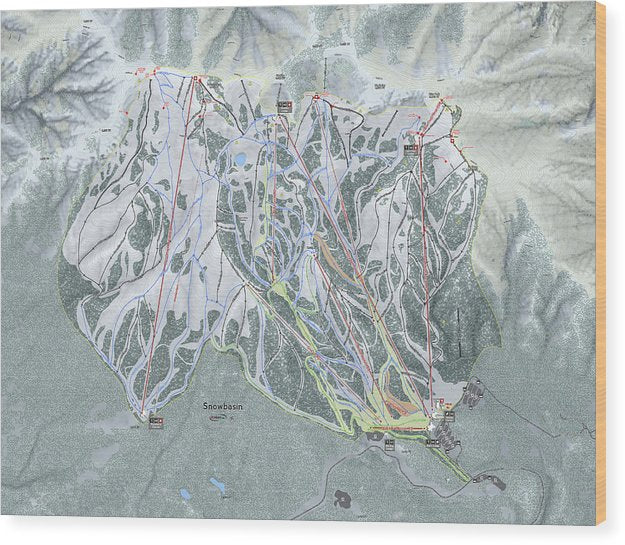 Snowbasin Ski Trail Map - Wood Print - Powderaddicts