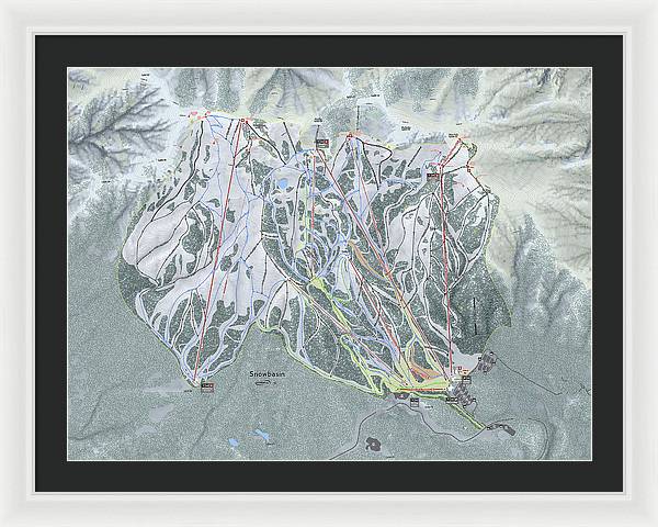 Snowbasin Ski Trail Map - Framed Print - Powderaddicts
