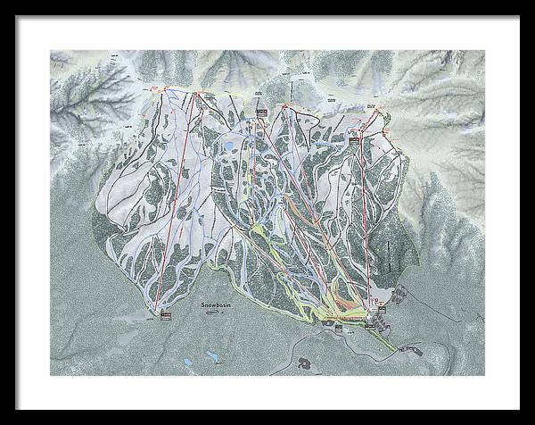 Snowbasin Ski Trail Map - Framed Print - Powderaddicts