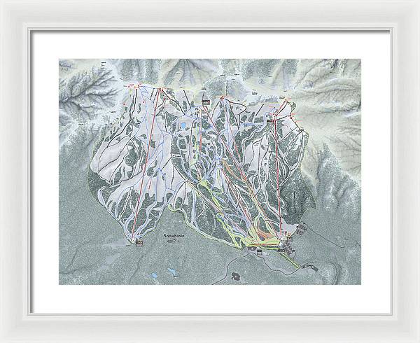 Snowbasin Ski Trail Map - Framed Print - Powderaddicts