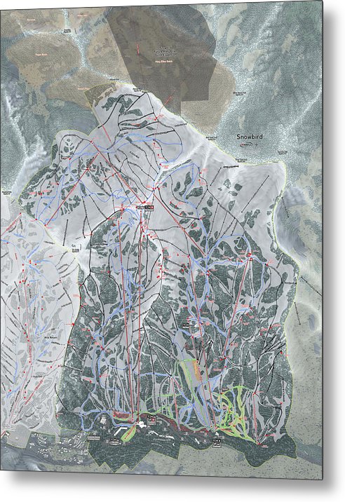 Snowbird, Utah Ski Trail Map - Metal Print - Powderaddicts