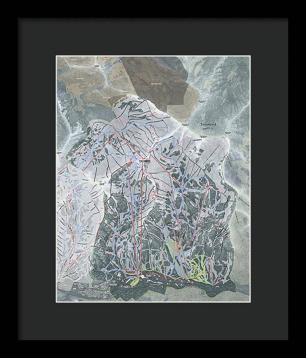 Snowbird, Utah Ski Trail Map - Framed Print - Powderaddicts