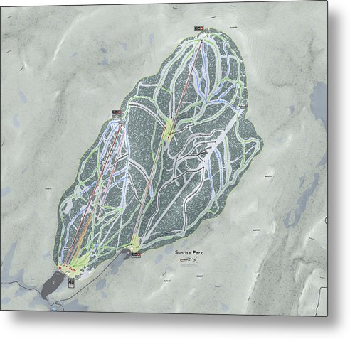 Sunrise Park Ski Trail Map - Metal Print - Powderaddicts