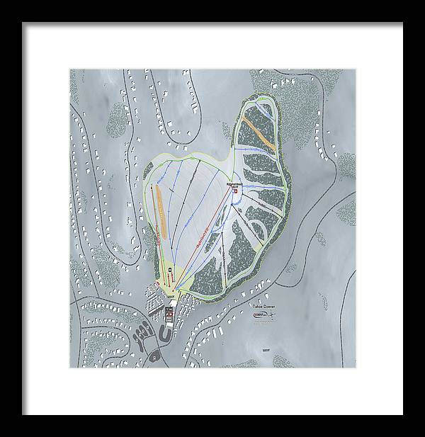 Tahoe Donner Ski Trail Map - Framed Print - Powderaddicts