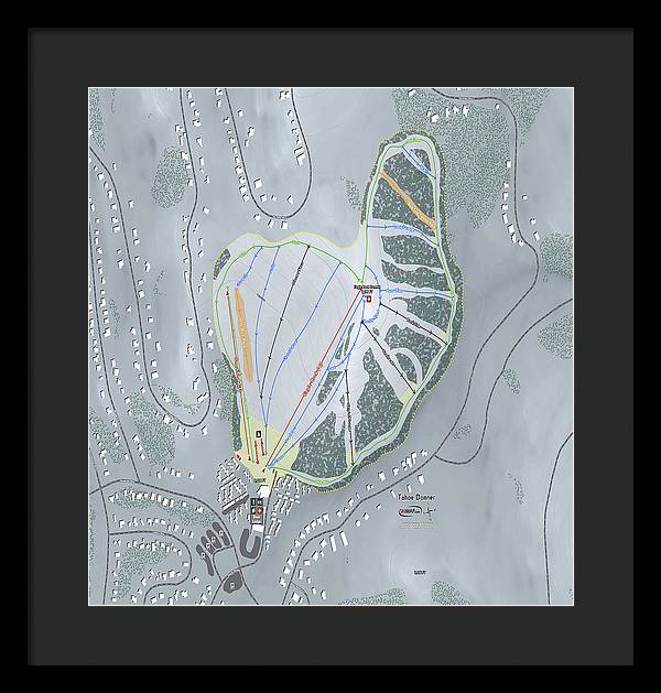 Tahoe Donner Ski Trail Map - Framed Print - Powderaddicts