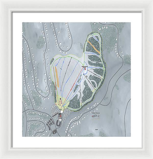Tahoe Donner Ski Trail Map - Framed Print - Powderaddicts