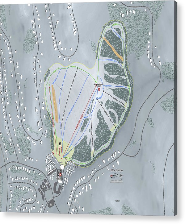 Tahoe Donner Ski Trail Map - Acrylic Print - Powderaddicts