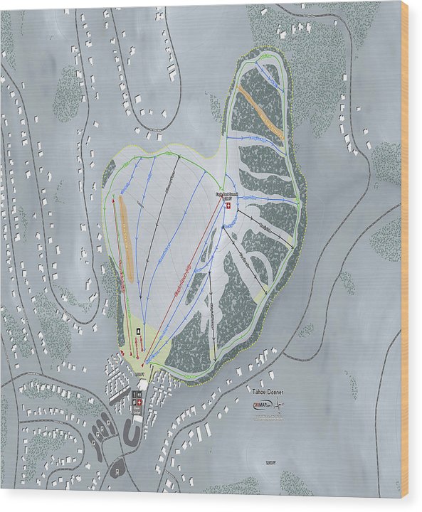 Tahoe Donner Ski Trail Map - Wood Print - Powderaddicts