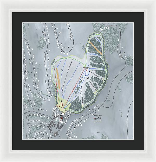 Tahoe Donner Ski Trail Map - Framed Print - Powderaddicts