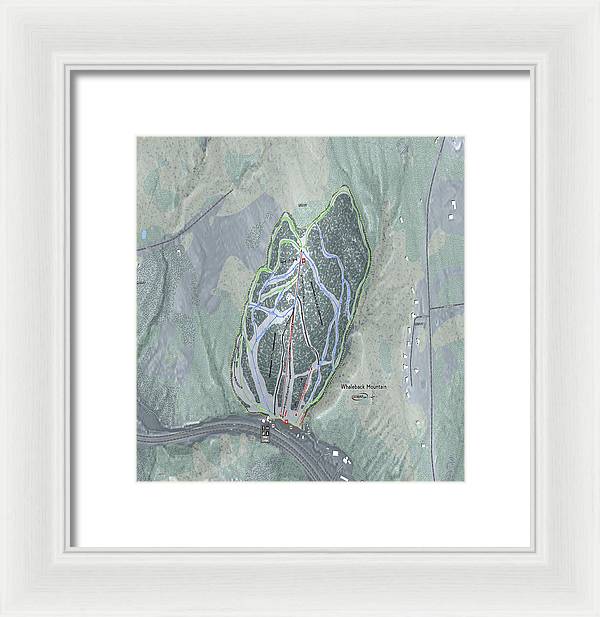 Whaleback Mountain Ski Trail Map - Framed Print - Powderaddicts