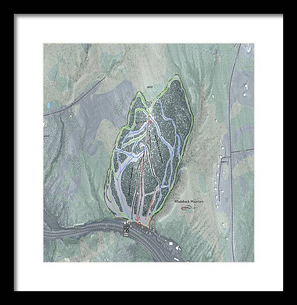 Whaleback Mountain Ski Trail Map - Framed Print - Powderaddicts