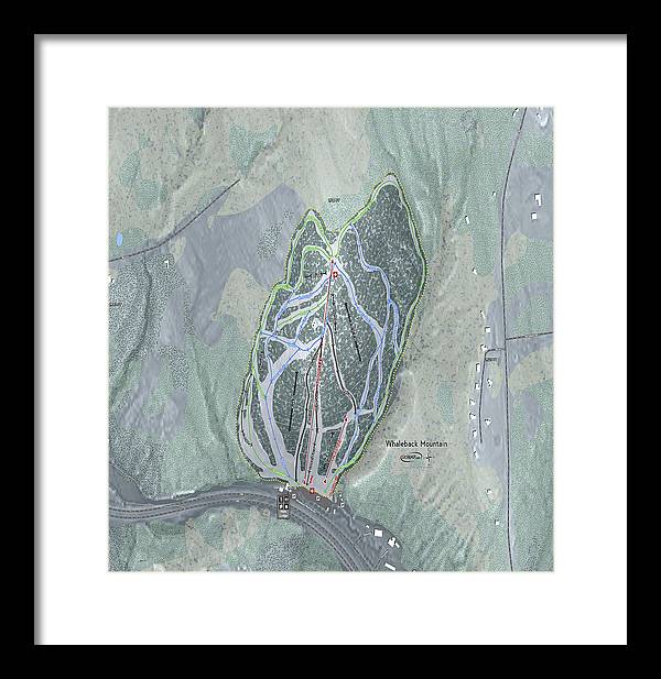 Whaleback Mountain Ski Trail Map - Framed Print - Powderaddicts