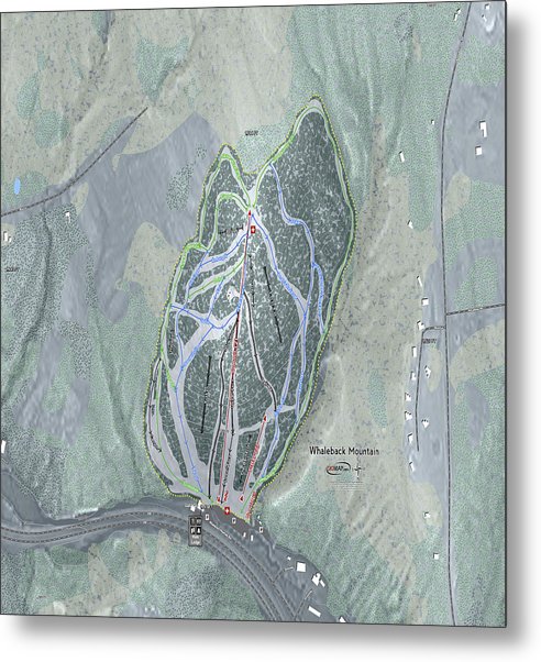 Whaleback Mountain Ski Trail Map - Metal Print - Powderaddicts