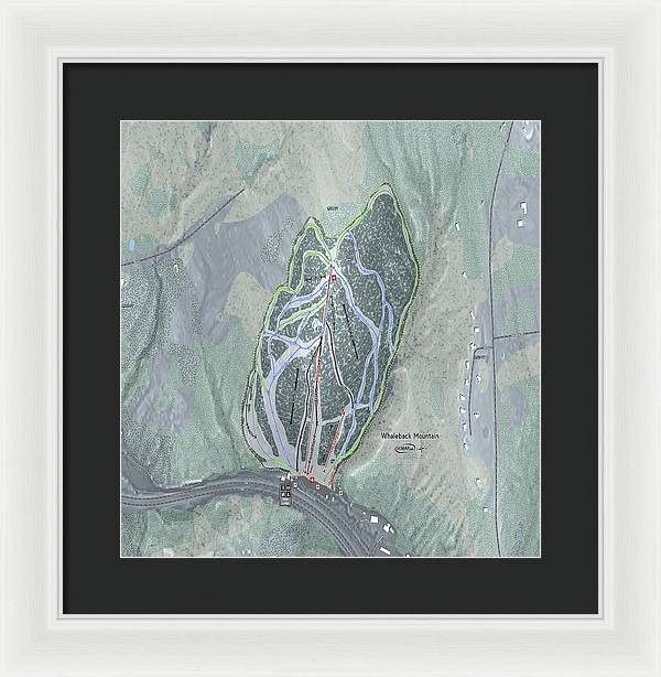 Whaleback Mountain Ski Trail Map - Framed Print - Powderaddicts