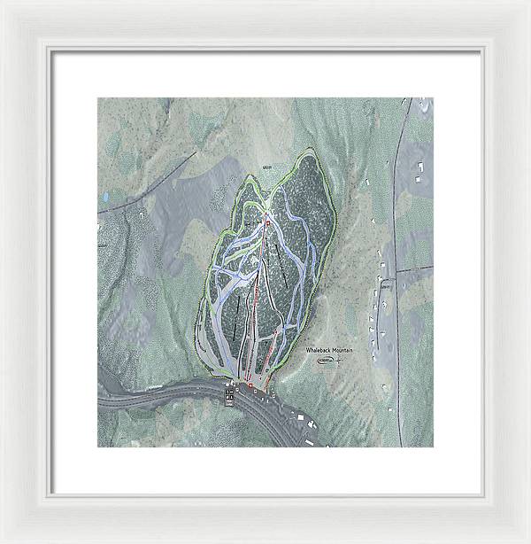 Whaleback Mountain Ski Trail Map - Framed Print - Powderaddicts